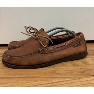 Quoddy Men's Brown Hand Made Leather Canoe Boat Shoes Size 11 D Made In USA